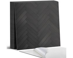 Coloray Plaktegels - Visgraat parketpatroon Portugese Tegels - 30 cm x 30 cm - Zwart Plaktegels - 9 stuks - Vierkant PVC Tegels - Plaktegels Keuken - Zelfklevende Vloertegels - Vinyl Tegels - Zelfklevende Tegels