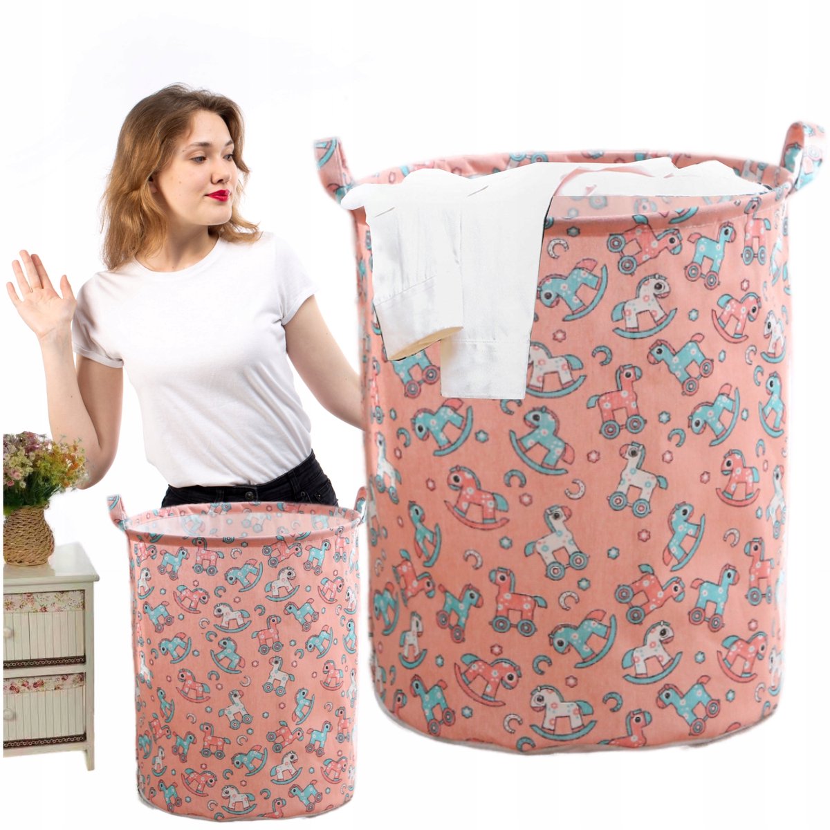 Ruime Opbergmand voor Speelgoed en Was - 50x40cm met Paardenmotief