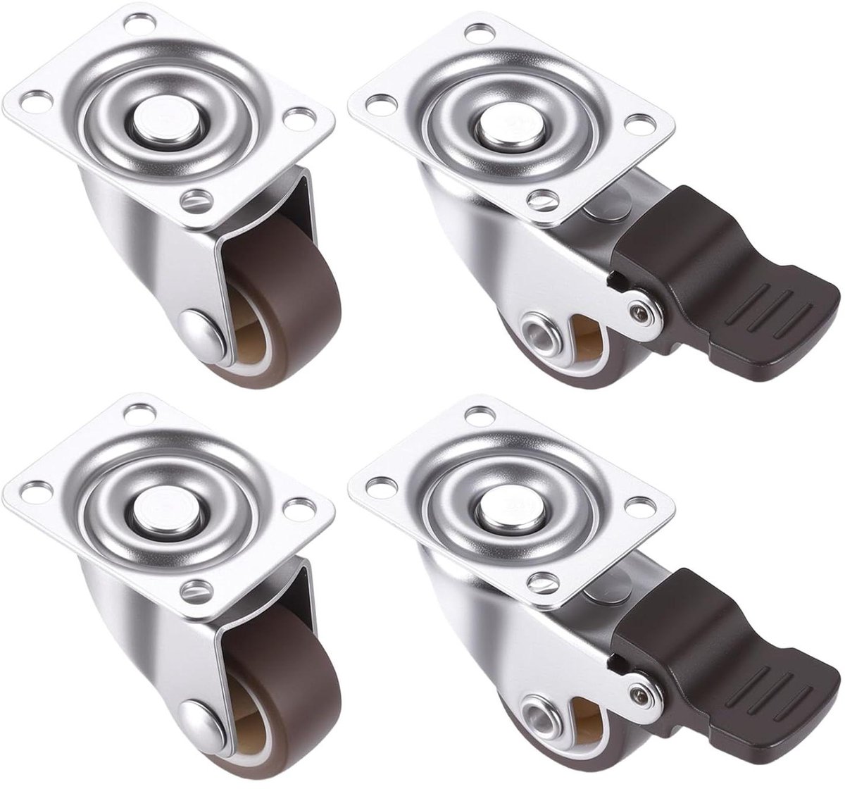 CSGoods - Set van 4 meubelwielen 25 mm voor kleine meubels met rem en schroeven