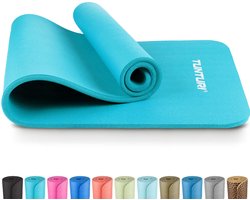 Tunturi NBR Yogamat Anti Slip - Fitnessmat Extra dik & zacht - Sportmat - 180x60x1.5cm - Incl Trainingsapp - Turquoise