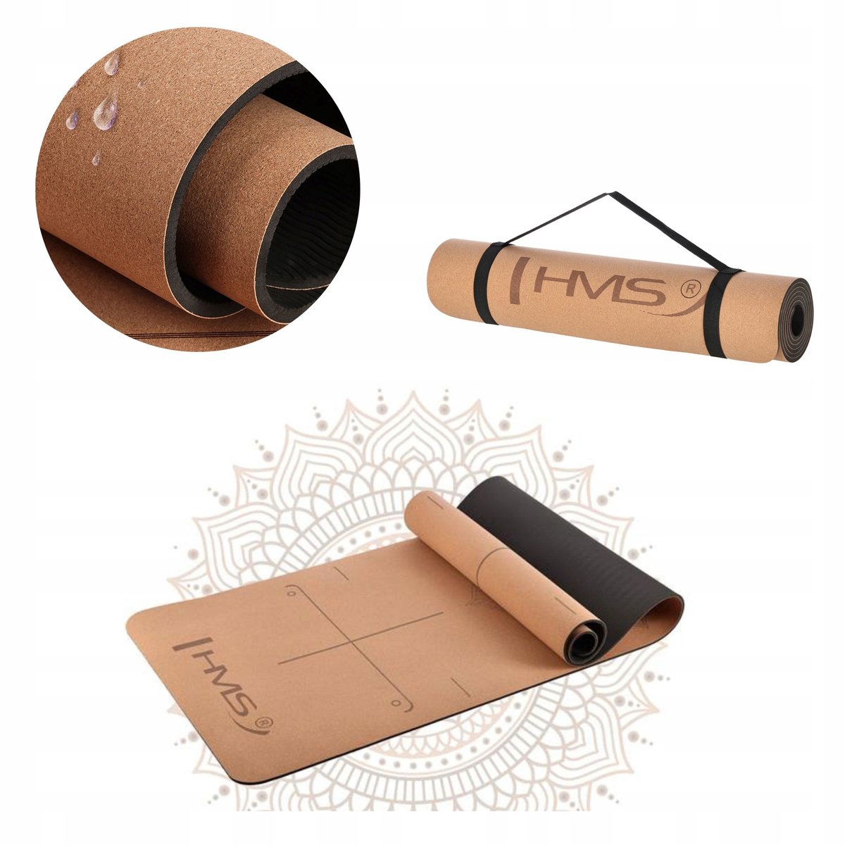 HMS YM11 Yogamat Kurk Antislip Fitness Oefeningen 182x61cm