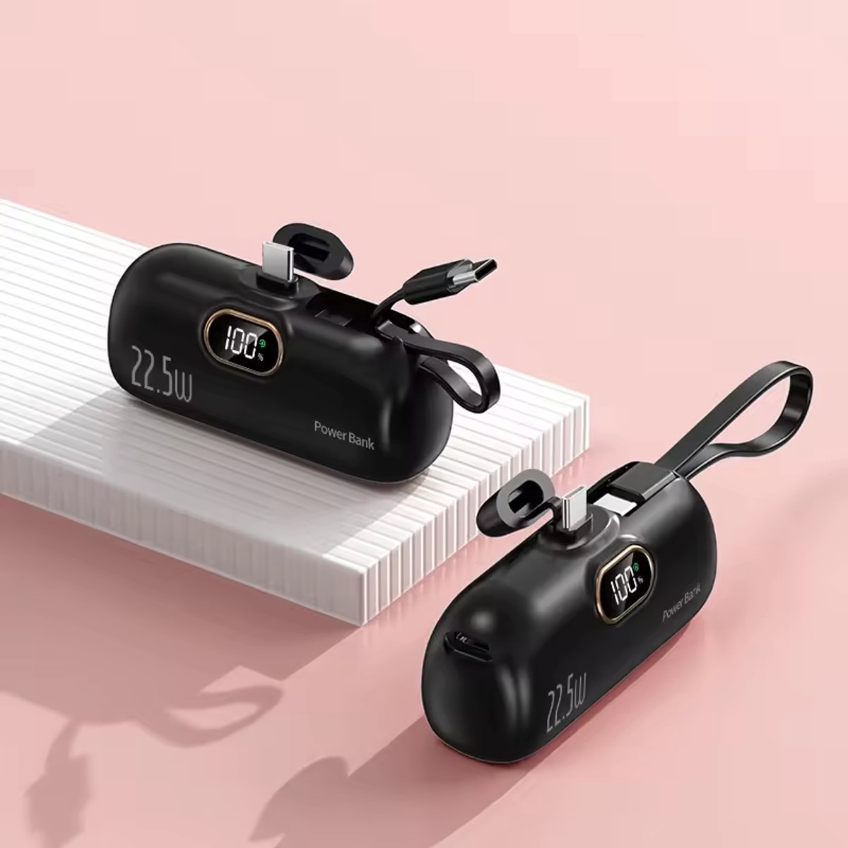 Premium Mini Powerbank 10.000 mAh met Geïntegreerde Kabel - afbeelding 3