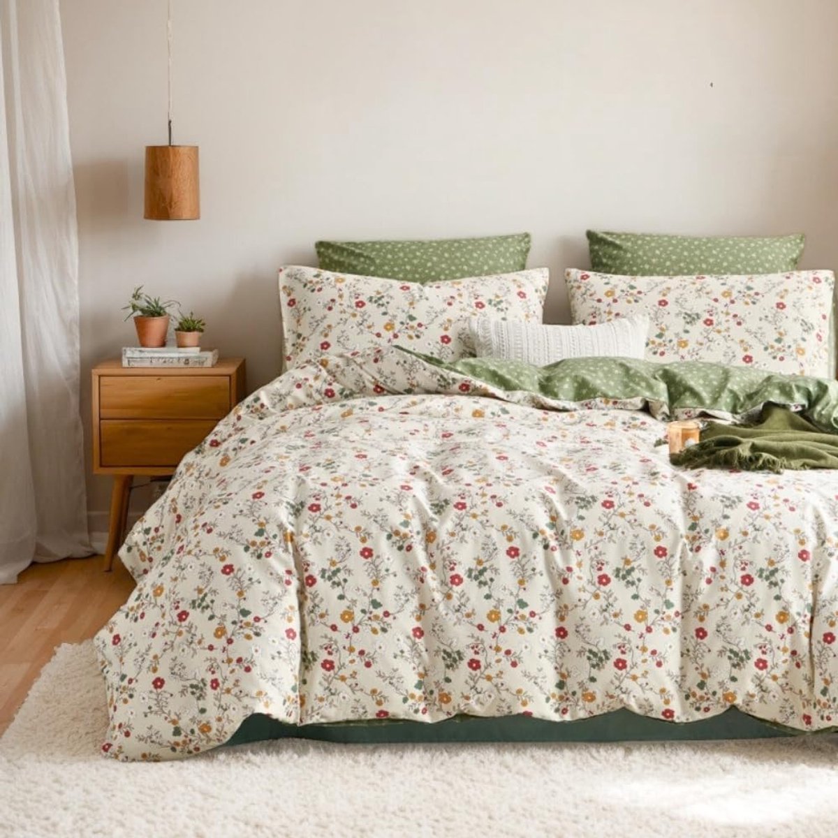 Unyqoos Comfortabel en Ademend Dekbedovertrek met Bloemenmotief en Kussensloop Kleurjik