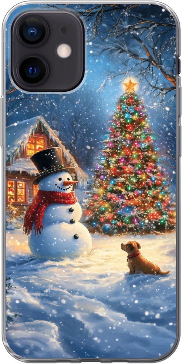 Telefoonhoesje Geschikt voor iPhone 12 hoesje - Kerstwonder - Winteravond - Kleurrijk - Siliconen Telefoonhoesje Telefoonhoesje