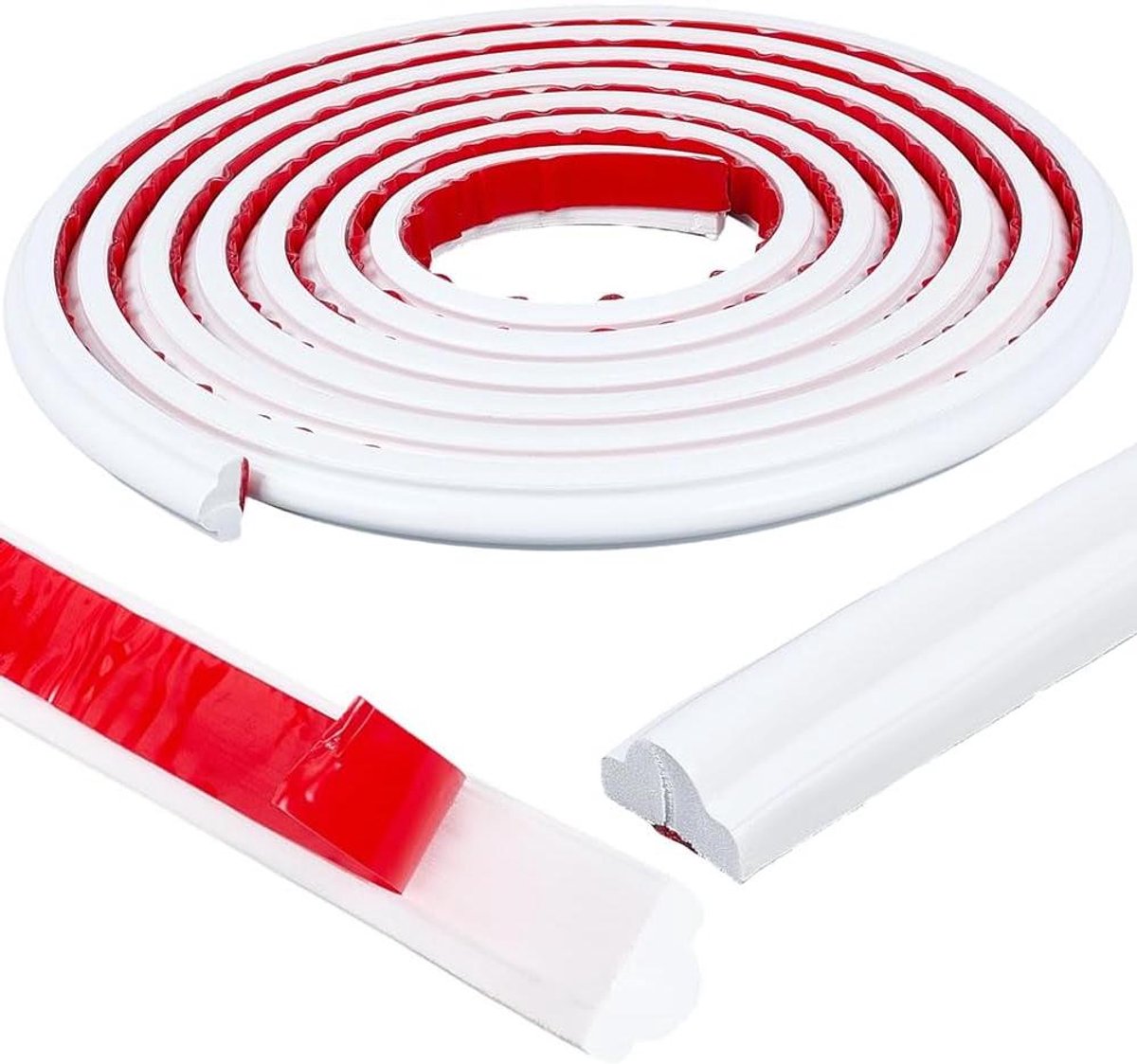 CSGoods - Flexibele Witte Zelfklevende Decoratieve Strip 3m x 1,5cm - Wandbekleding voor Muren - Afpellen en Opplakken - Sierlijst - Stoelrail-paneel