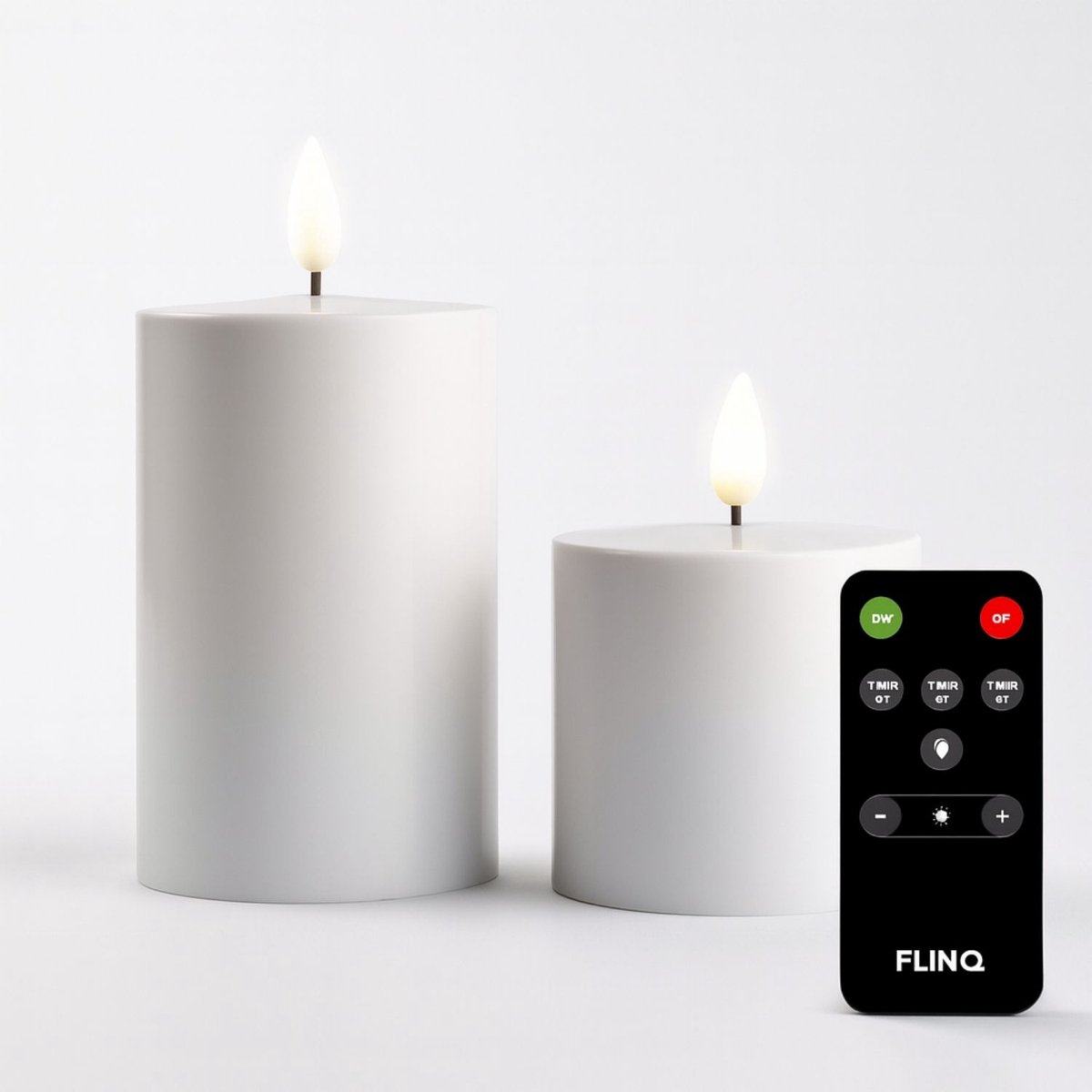 FlinQ LED Kaarsen met Bewegende Vlam - Volledig waterdicht en Uv-Bestendig - Voor Binnen & Buiten - Inclusief Afstandsbediening met Timer en Dimfunctie - Nep Kaarsen met Flikkerende Vlam - Dinerkaarsen - 2 stuks