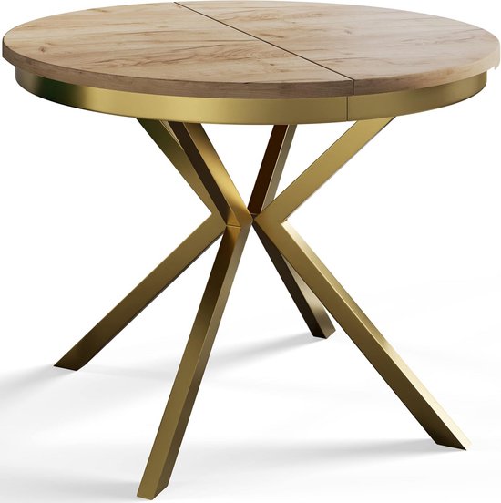 Minnesota: Industrieel ronde eiken tafel