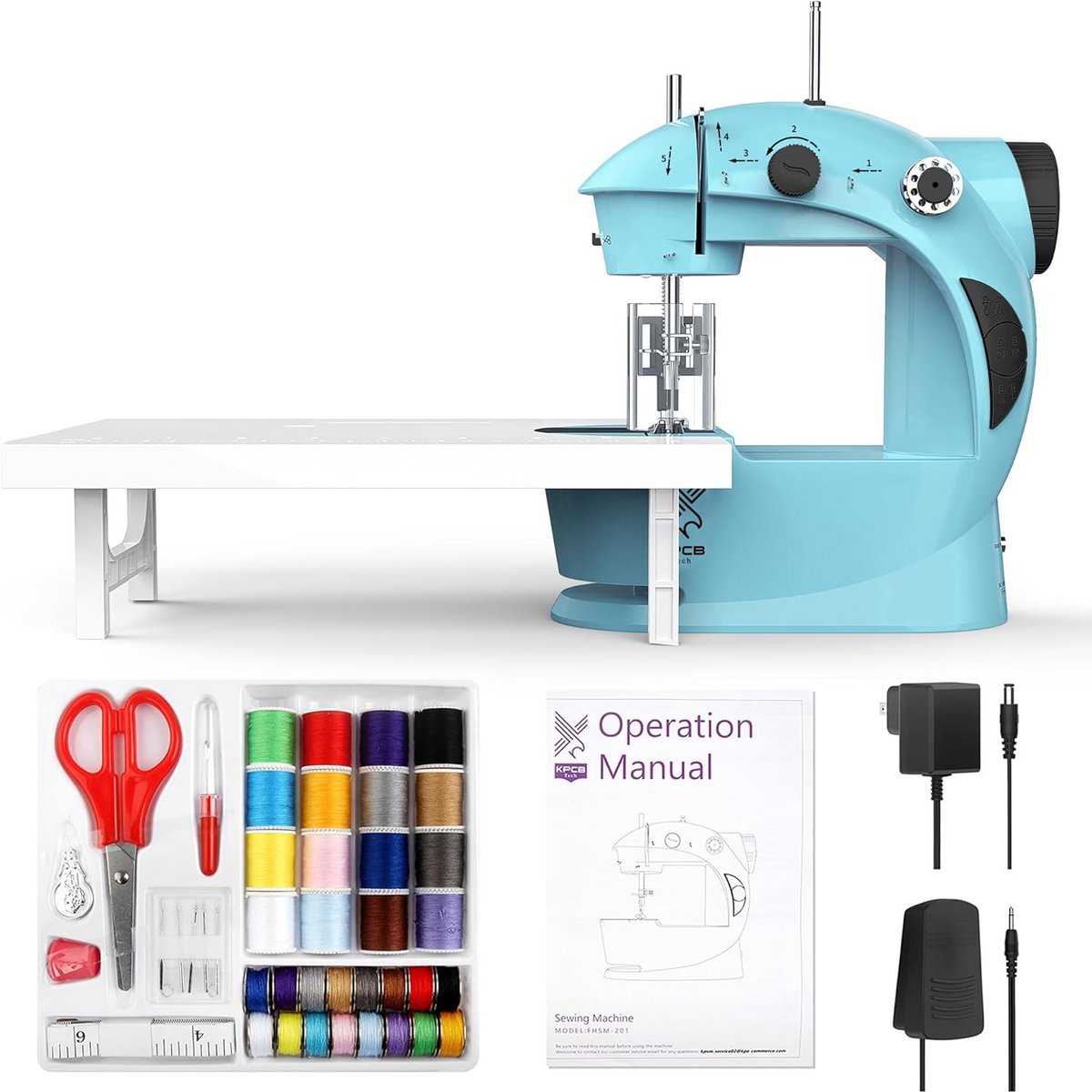Compacte Mini Naaimachine - Blauw-Zwart - Geschikt voor Beginners