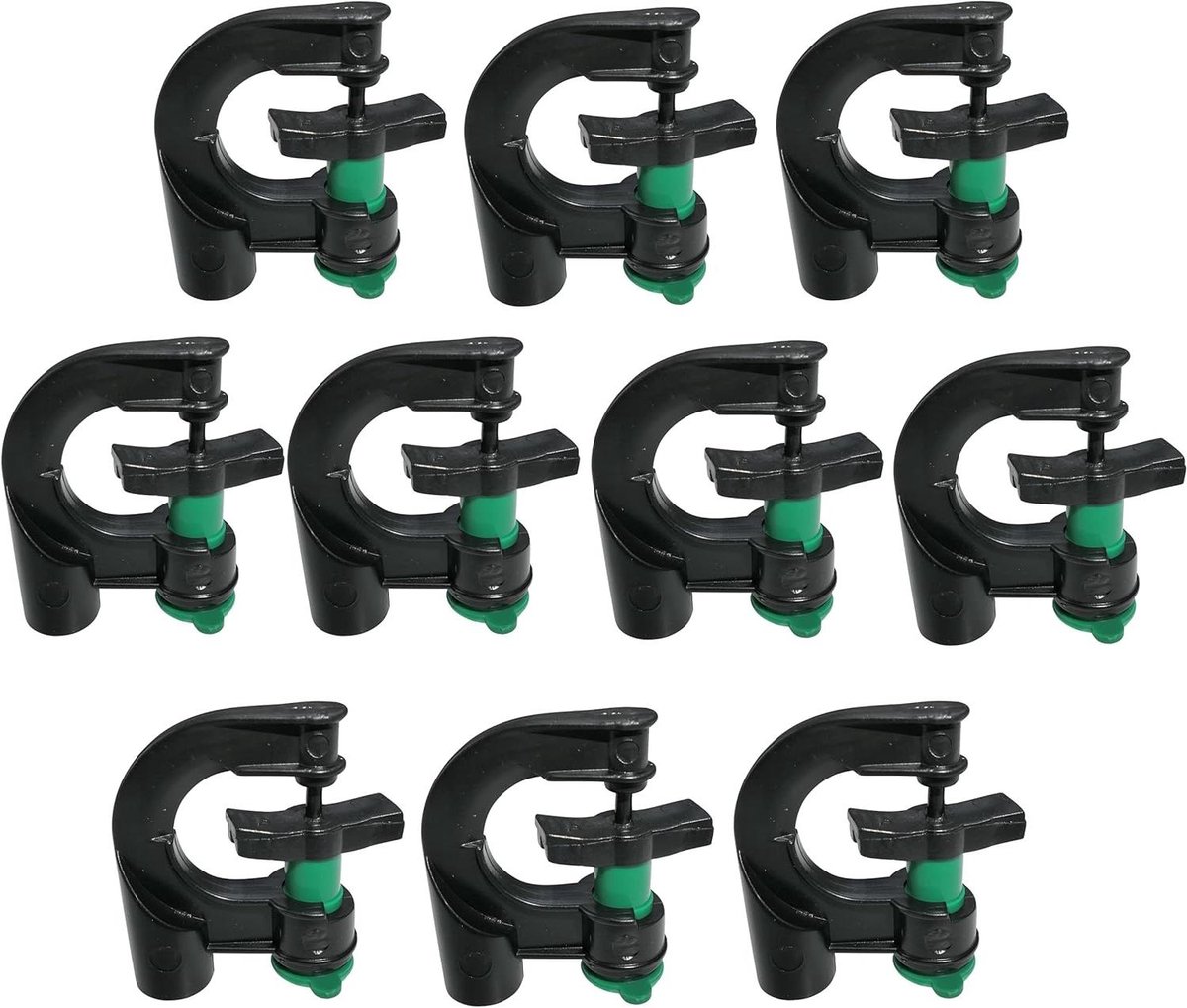 Ronte - Set van 10 microsproeiers voor microirrigatie - roterende microsproeiers - 360° debiet 90 l/h - bereik 7,5 m² - automatisch bewateringssysteem - kunststof materialen - tuin besproeiing - waterbesparing