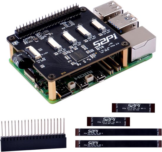 Quad FPC PCIe HAT voor Raspberry Pi 5 - 1 naar 4 PCIe Interface met 40 ...