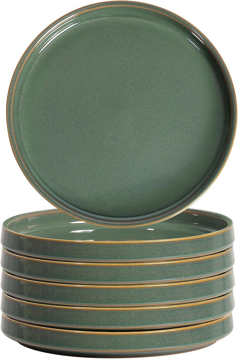 Keramische dinerborden set van 6 - 20,3 cm - groen