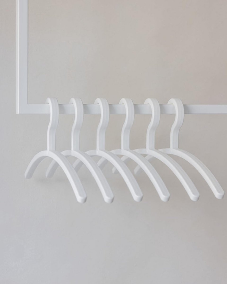 Ruimtebesparende kunststof kleerhangers - Set van 6 - Wit