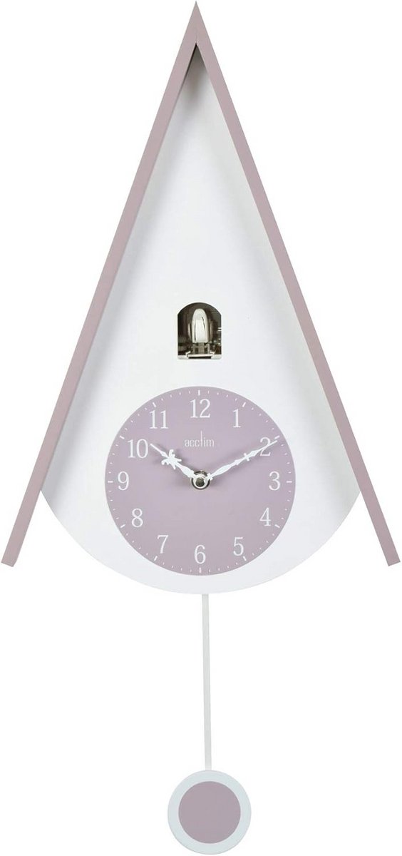 Lulea Chalet Stijl Muur Koekoeksklok Mauve & Wit 60 cm Hoog