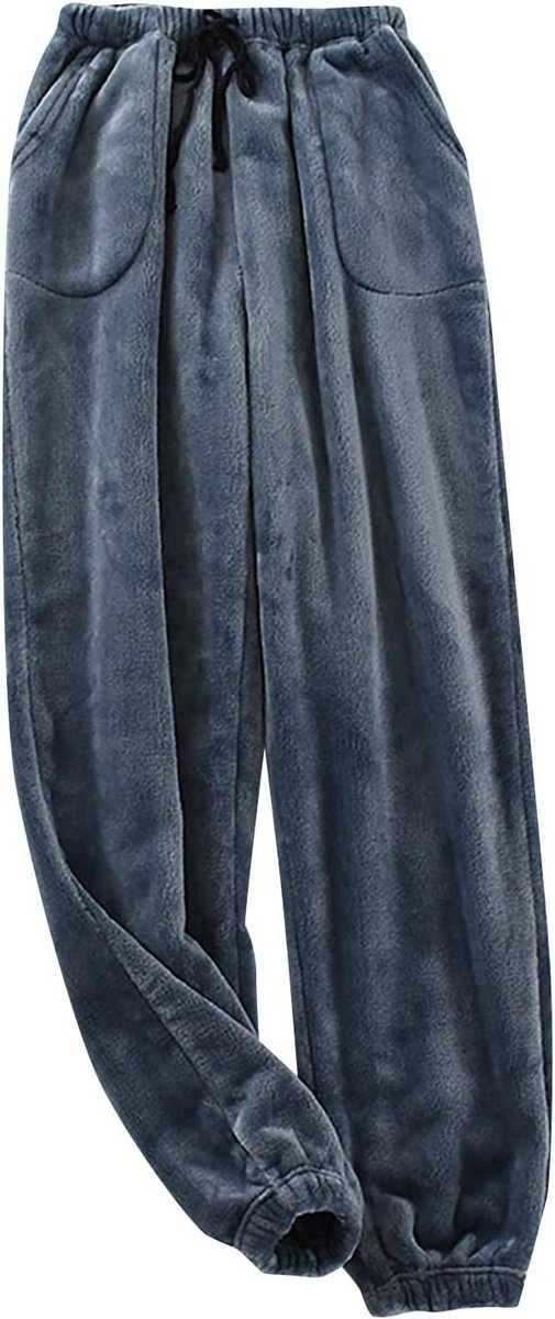 Flanellen broek voor heren - warme, pluche leisurebroek met elastische tailleband en zijzakken