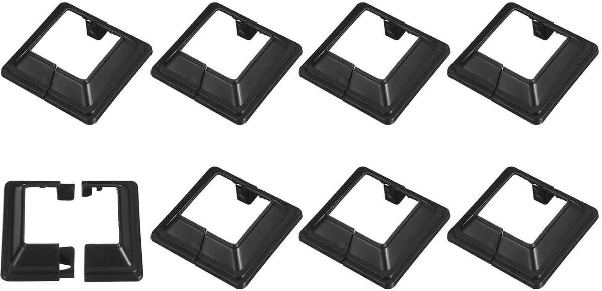 Ronte - Kunststof afdekking voor paalbasis, 8 stuks - hekleuningen, trappen, balkon - 40 x 40 mm - 72 x 72 mm - Set van 8 - Grijs