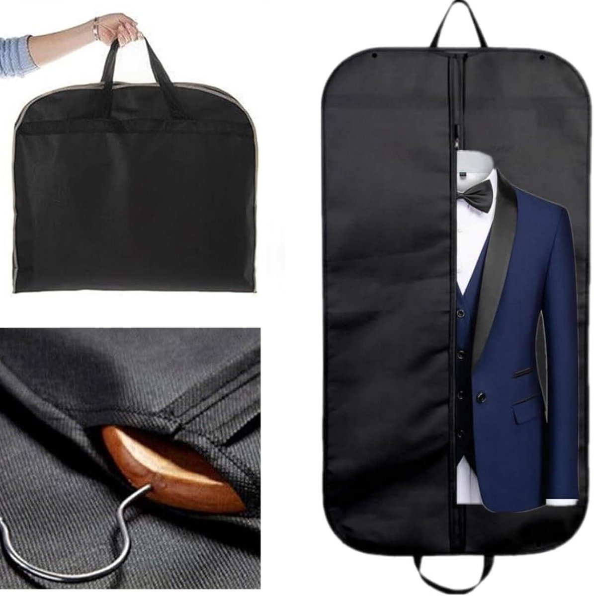 Ronte - Kostuumtas met ritssluiting, herbruikbaar, stofbescherming voor mannen