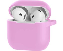 Jumada's Case Geschikt voor AirPods 4 Hoesje Hoes Siliconen Met Clip Cover - Hoesje Geschikt voor Apple AirPods 4 Hoes Siliconen - Flamingo