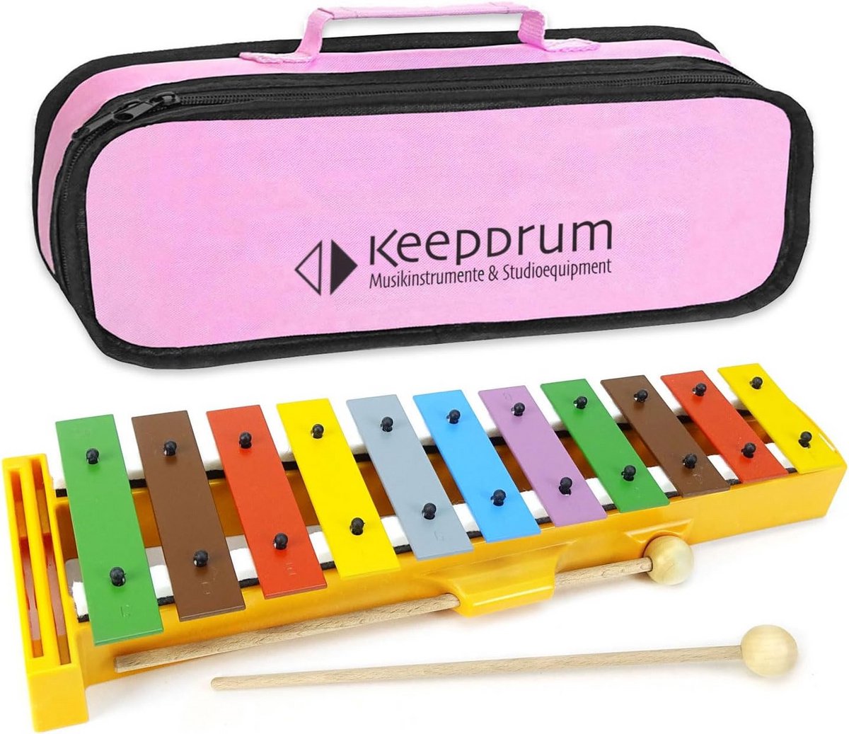 Glockenspiel 13 tonen C3-F4 kindervriendelijk roze tas