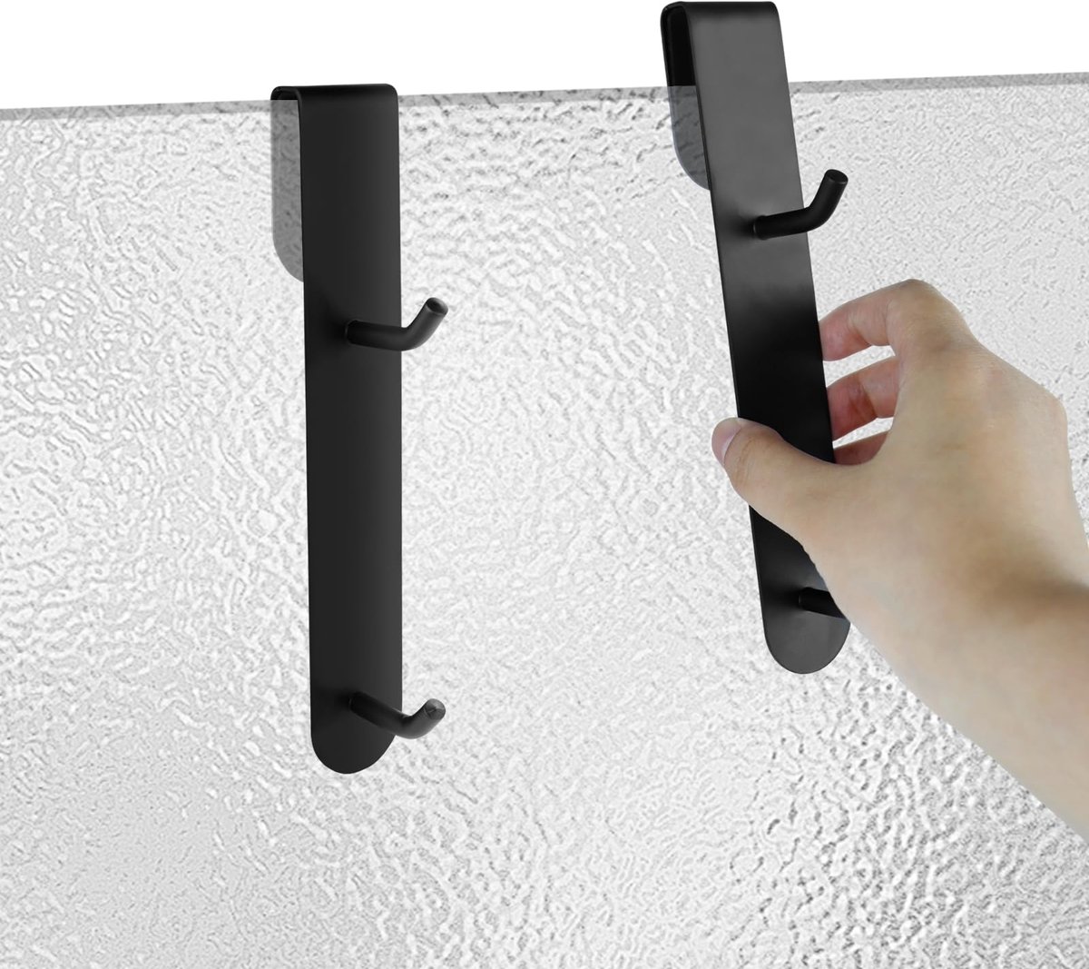 Unyqoos® Zwarte handdoekhouder set voor glazen douchewand zonder boren