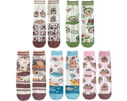E-Ambar - Set van 5 sokken bedrukt met cartoonmotieven, schattige en grappige kousen gemaakt van katoen. Heerlijke sokken voor zowel heren als dames.