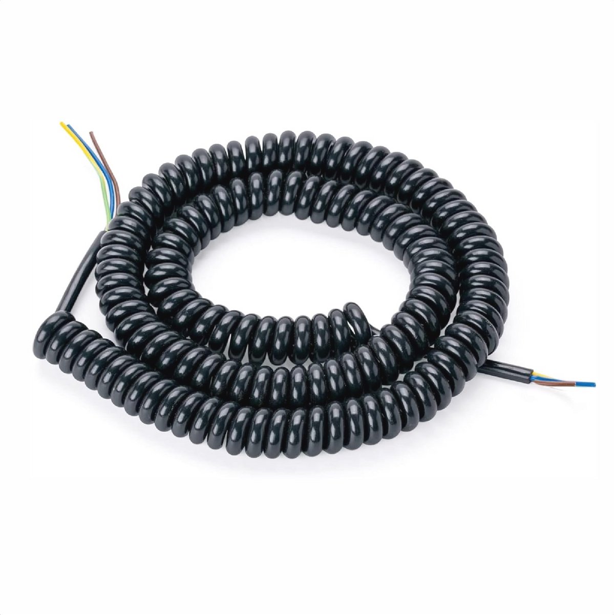Spiraalkabel 3-aderig verlenging elektrische kabel lichtkabel zwart