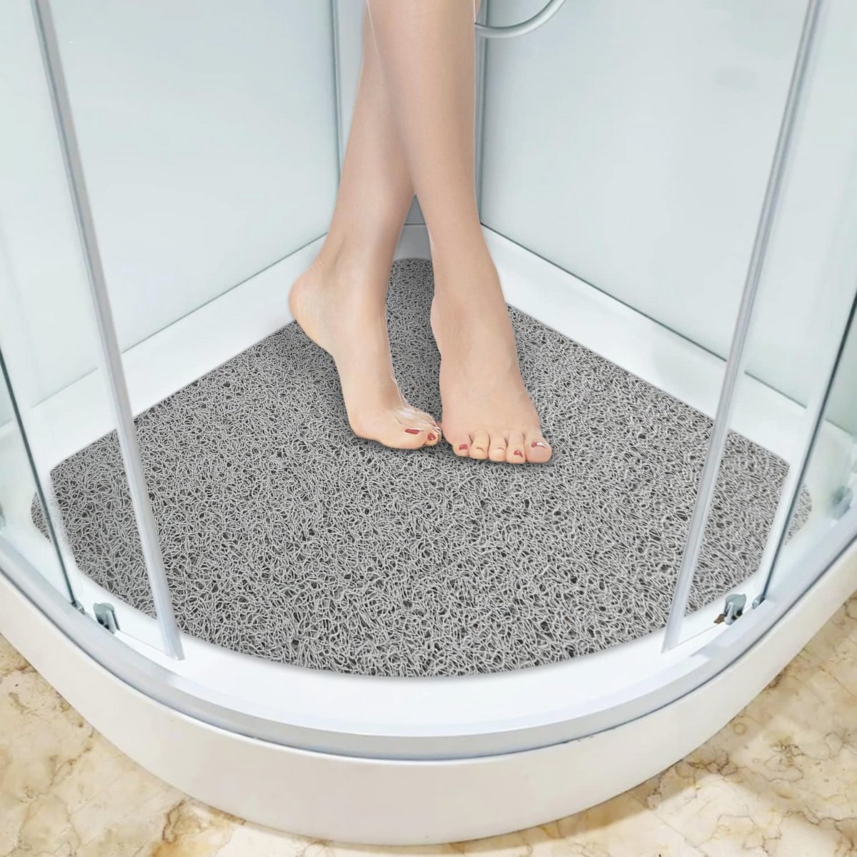 Antislip vierkante douchemat met afvoer - wasbare badmat 53 x 53 cm voor badkamer