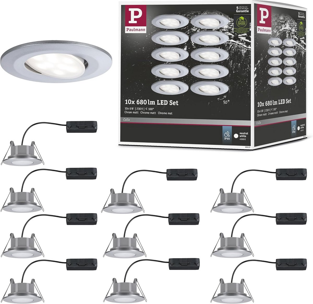 Ronde LED inbouwlamp 10 stuks 6W IP65 waterdicht voor badkamer en buiten
