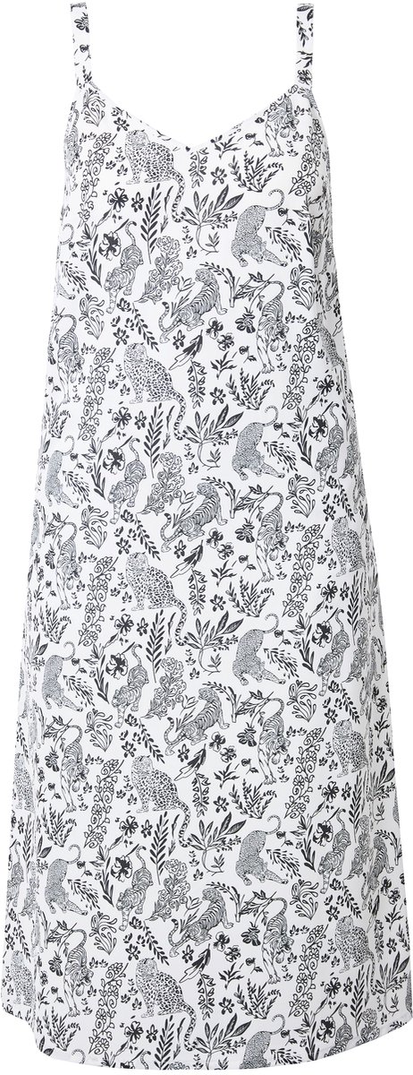 Studio Untold - Dames - Maxi-jurk A-lijn satijn all-over print - Off-white - Maat 46+