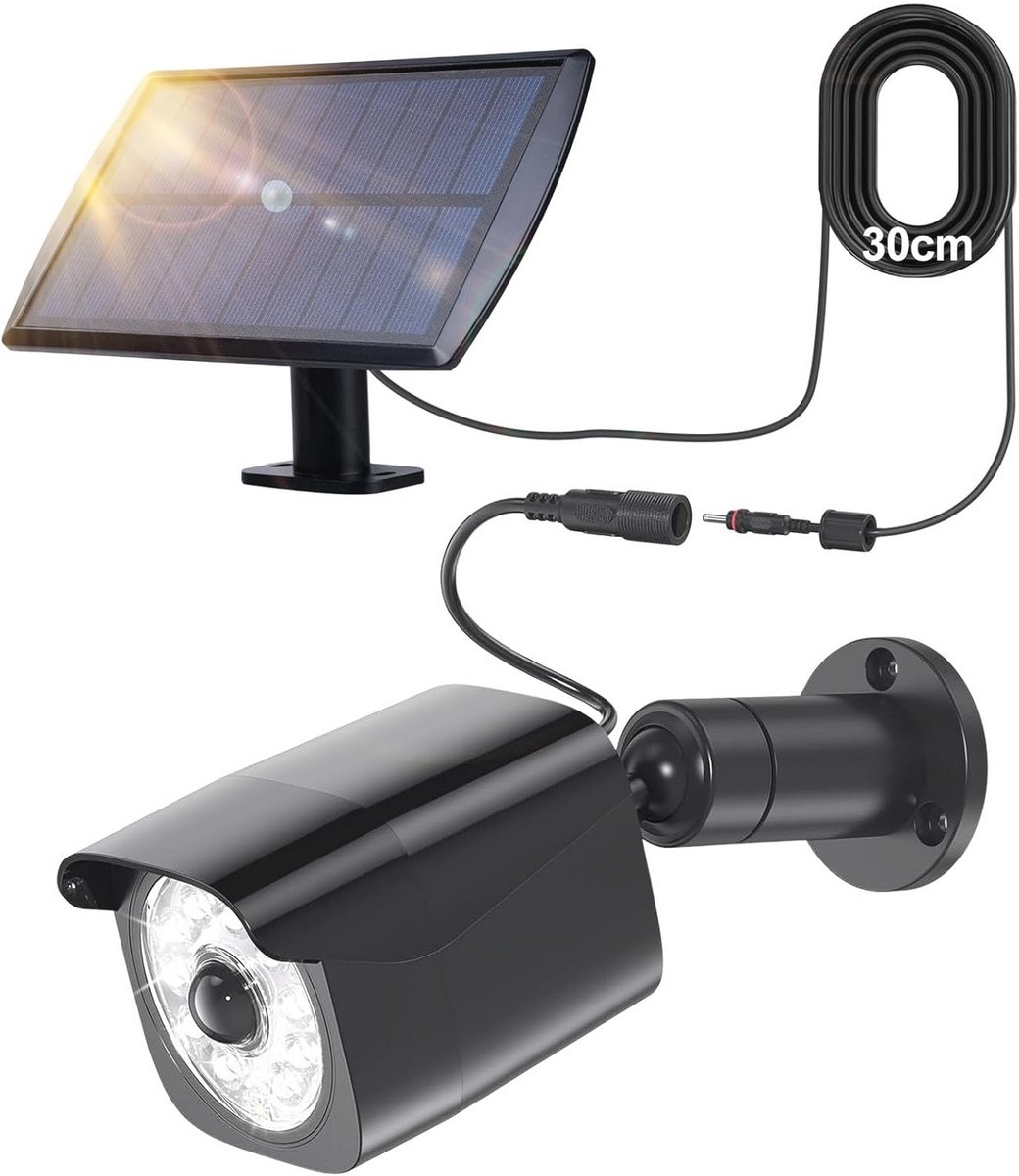 Zonnelampen met Bewegingsmelder voor Buiten - Solar Led Lampen met Draaibare Camera en IP65 Waterdicht