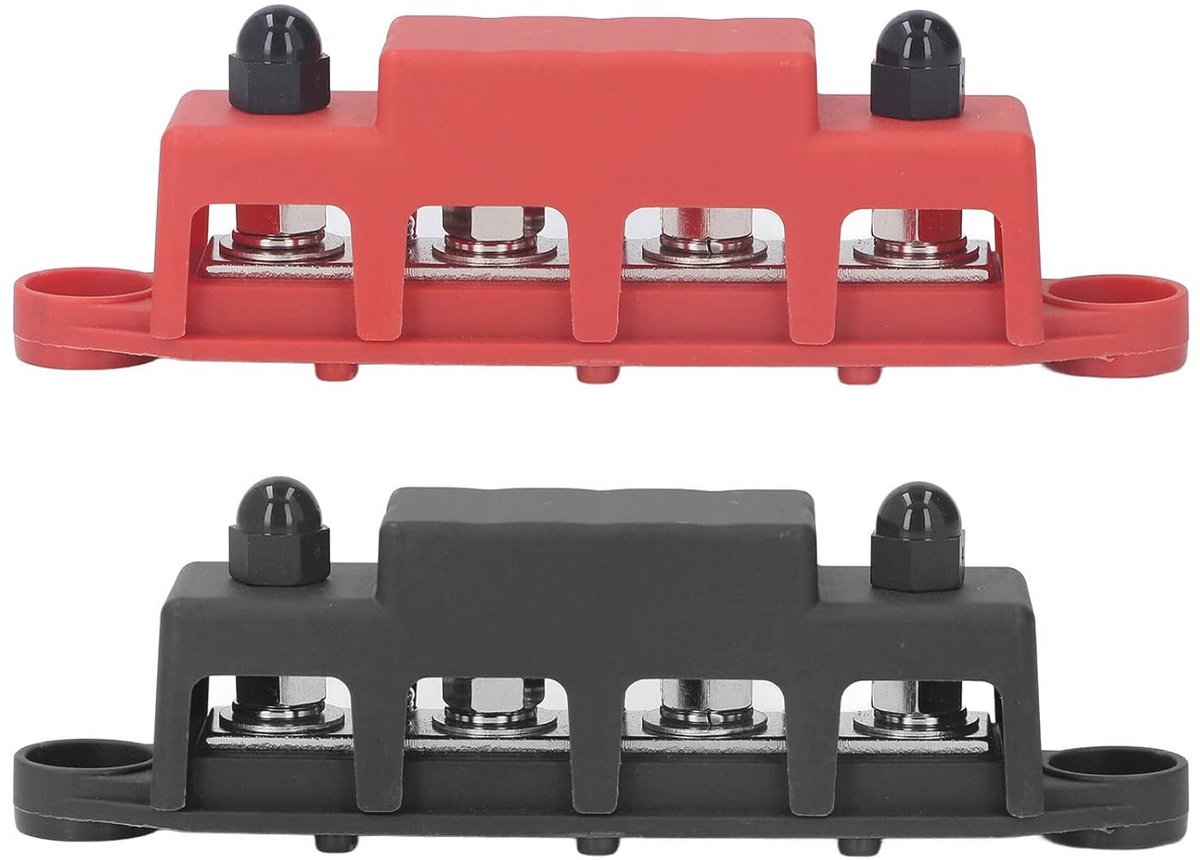 Stroomverdeelblok voor auto's en campers - 2 stuks, DC48V, 250A, M8-schroef, 4 terminals