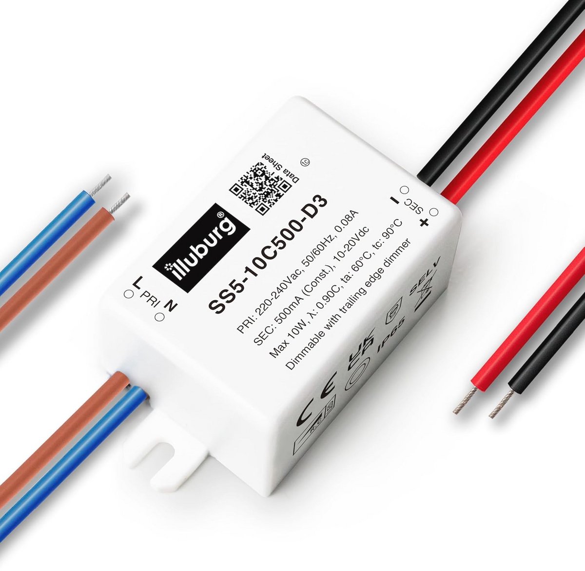 LED-transformator 500 mA - 5 W tot 10 W, variabel voor LED-lampen en strips