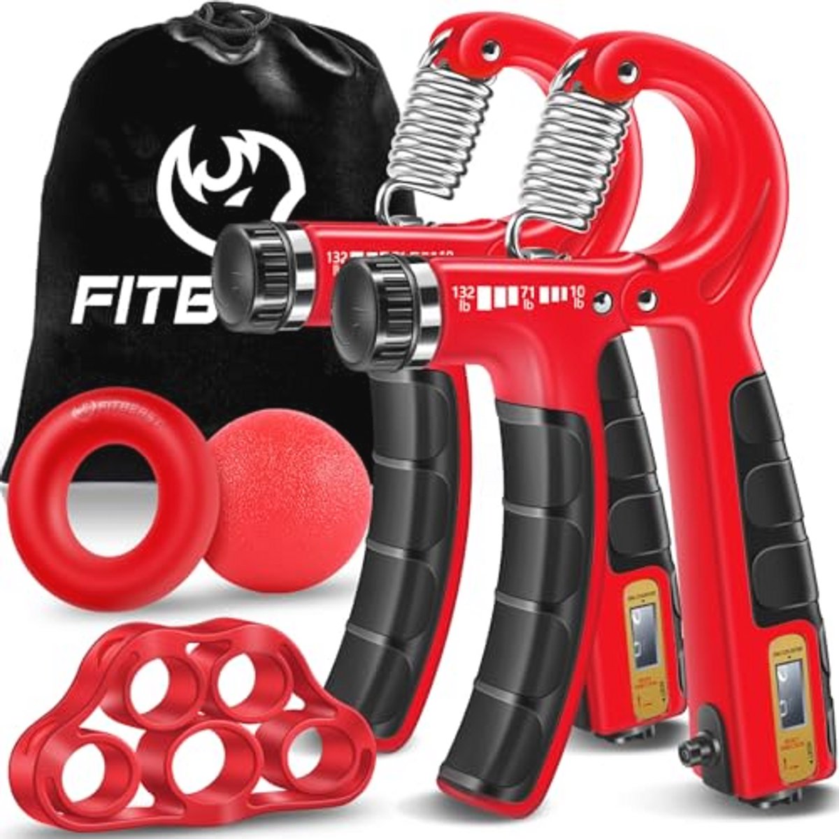 5-delige Handtrainer Set voor Onderarmtraining met Instelbare Weerstand, Vingerstretcher en Gripbal