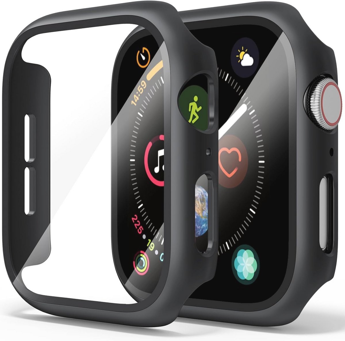 Hoes met displaybescherming voor Smartwatch 44 mm - 2 Stuks