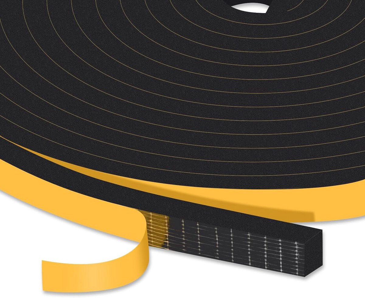 Hoogwaardige zelfklevende foam tape voor isolatie en geluidsdemping - 10 mm breed - 8 meter