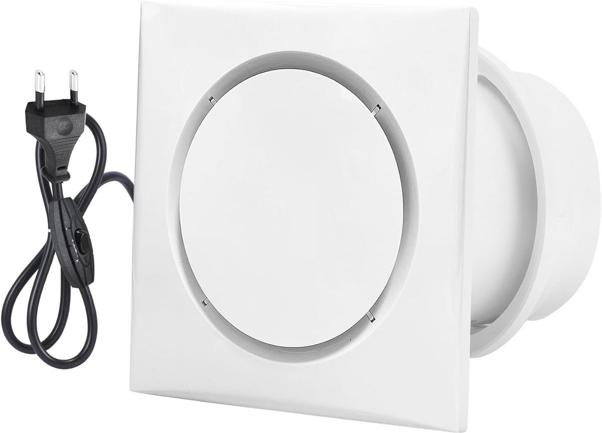 Stille Badkamerventilator 100 mm - 10 W Raamventilator met Afvoer en Schakelaar - Ideaal voor Keuken, Toilet en Badkamer