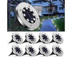 8 x LED Spotlights Waterproof Solar LED Floor Lamp Floor Lamp for Patio, Driveway, Pathway, Lawn, Yard, Stairway, Walkway, White, Pack of 8