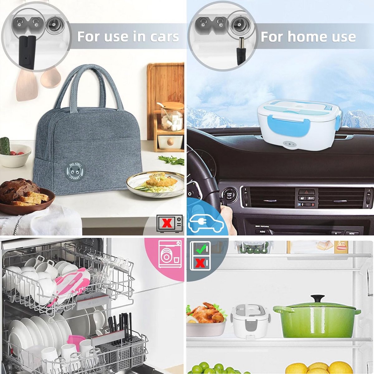 Draagbare Verwarmde Lunchbox voor Warme Maaltijden - Elektrische Isolatie, Perfect voor Kantoor en Auto