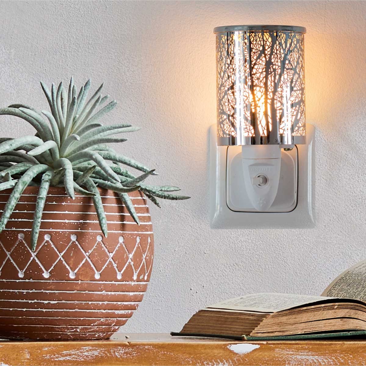 Candle-Brothers Geurbrander - 13,5x7x12 cm - met bomen - wit
