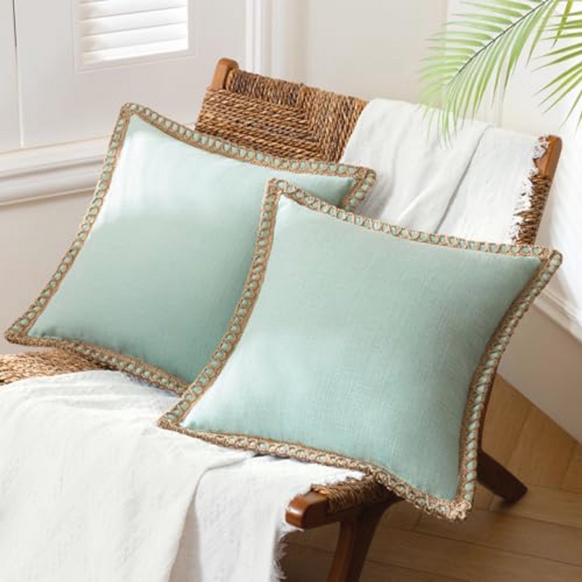 Decoratieve Sierkussens voor Boerderij Stijl - 2 Stuks Licht Turquoise 26 x 26 Inch