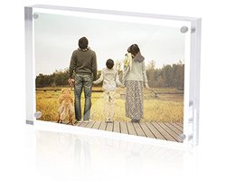 Sezanrpt Acryl fotolijst, 10 x 15 cm, heldere fotoweergave, magnetische fotolijst, 10 x 15 cm, dubbelzijdig frameloos bureaufotolijst voor kantoor