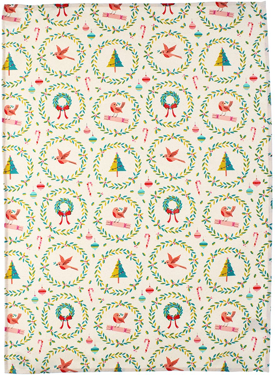 Rex London Christmas Robins - Theedoek - 50 x 70cm