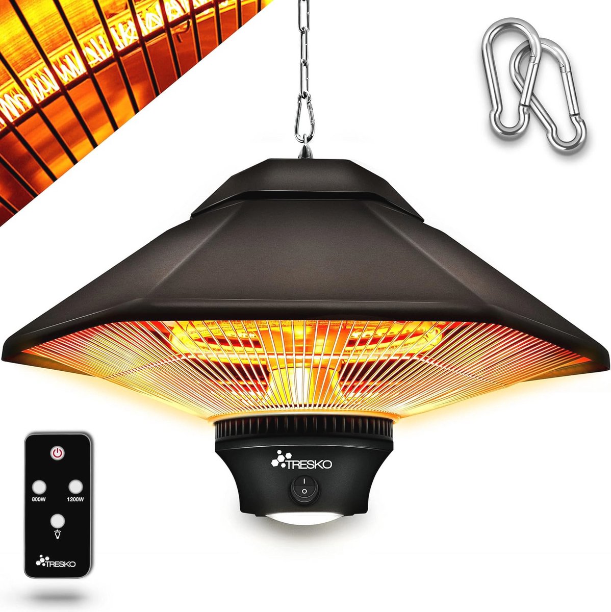 Terrasverwarmer - ‎43 x 43 x 25 cm - Bronzen - 1200W - 1kg - met afstandsbediening