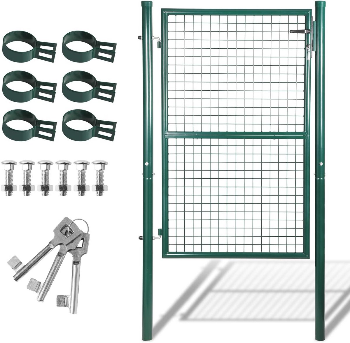 Metalen Tuinpoort 120 x 100 cm - Roestvrijstalen Handgreep en Sleutels - Antraciet Tuindeu