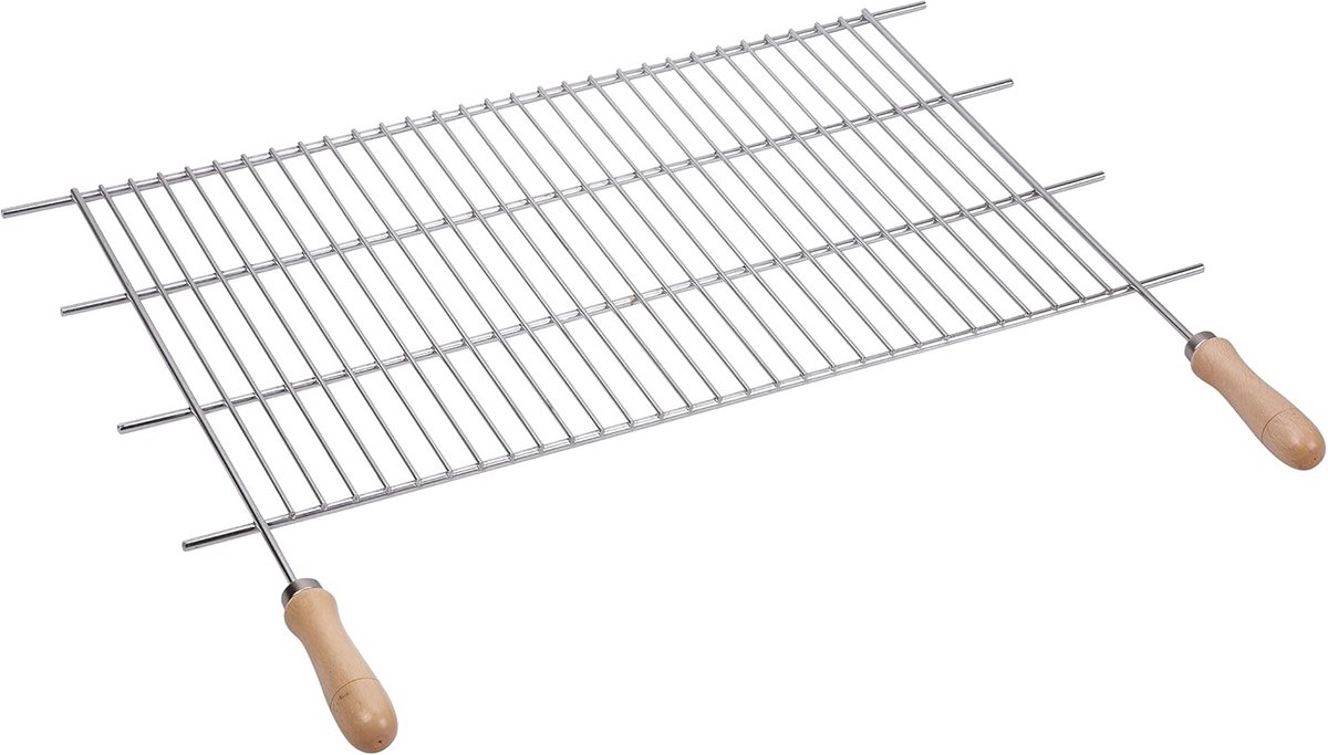 Roestvrijstalen Grillrek 70 x 40 cm met Houten Handgrepen