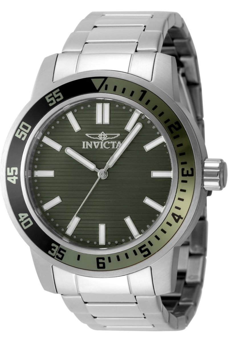 Invicta Specialty 48964 Heren Horloge - Waterdicht - Analoog - Quartz Uurwerk - Roestvrij Staal met groene Wijzerplaat - 45mm