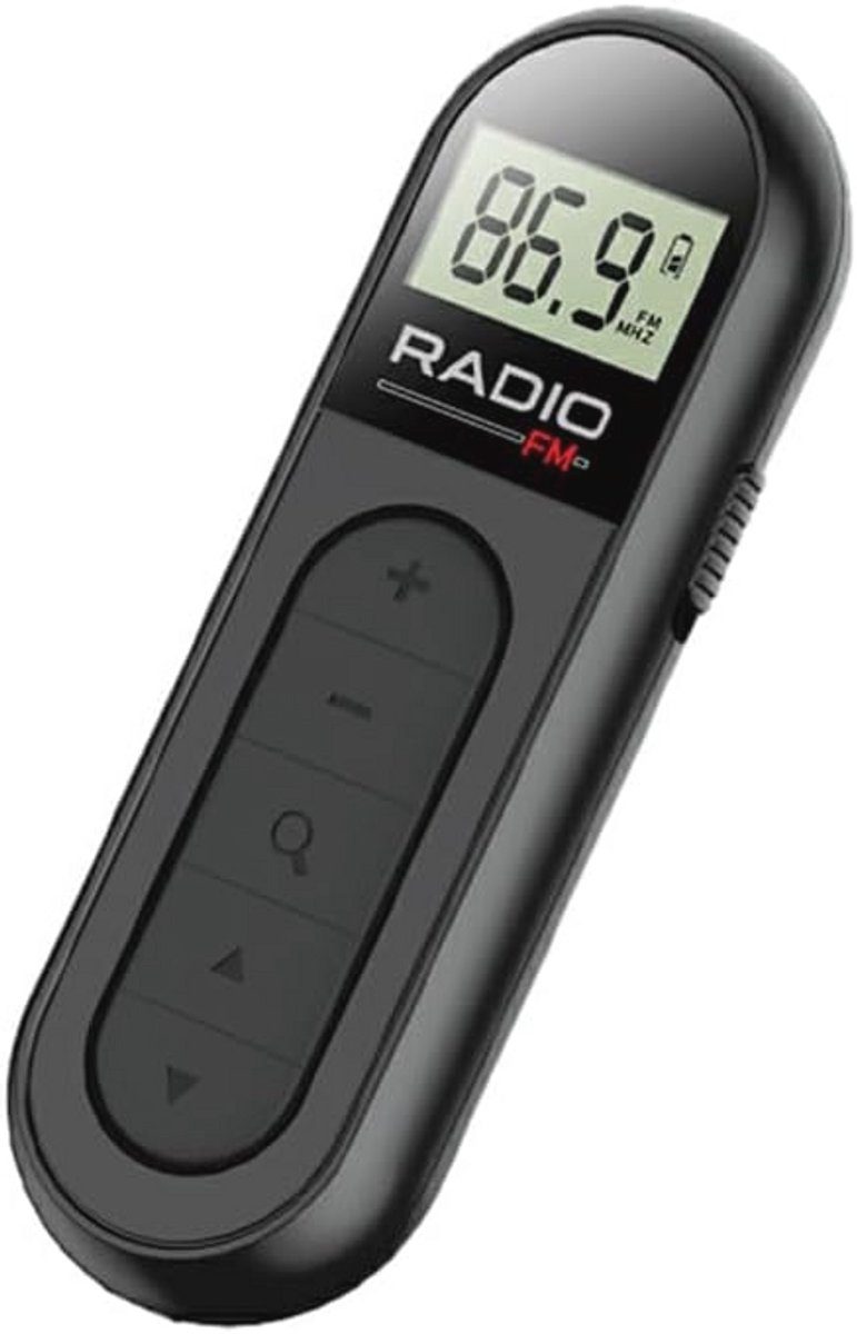osiuujkw Radio Mini Pocket Pocket FM-radio Radio-ontvanger Mini Pocket FM FM-radio Draagbare hoofdtelefoon Display LCD, Zwart