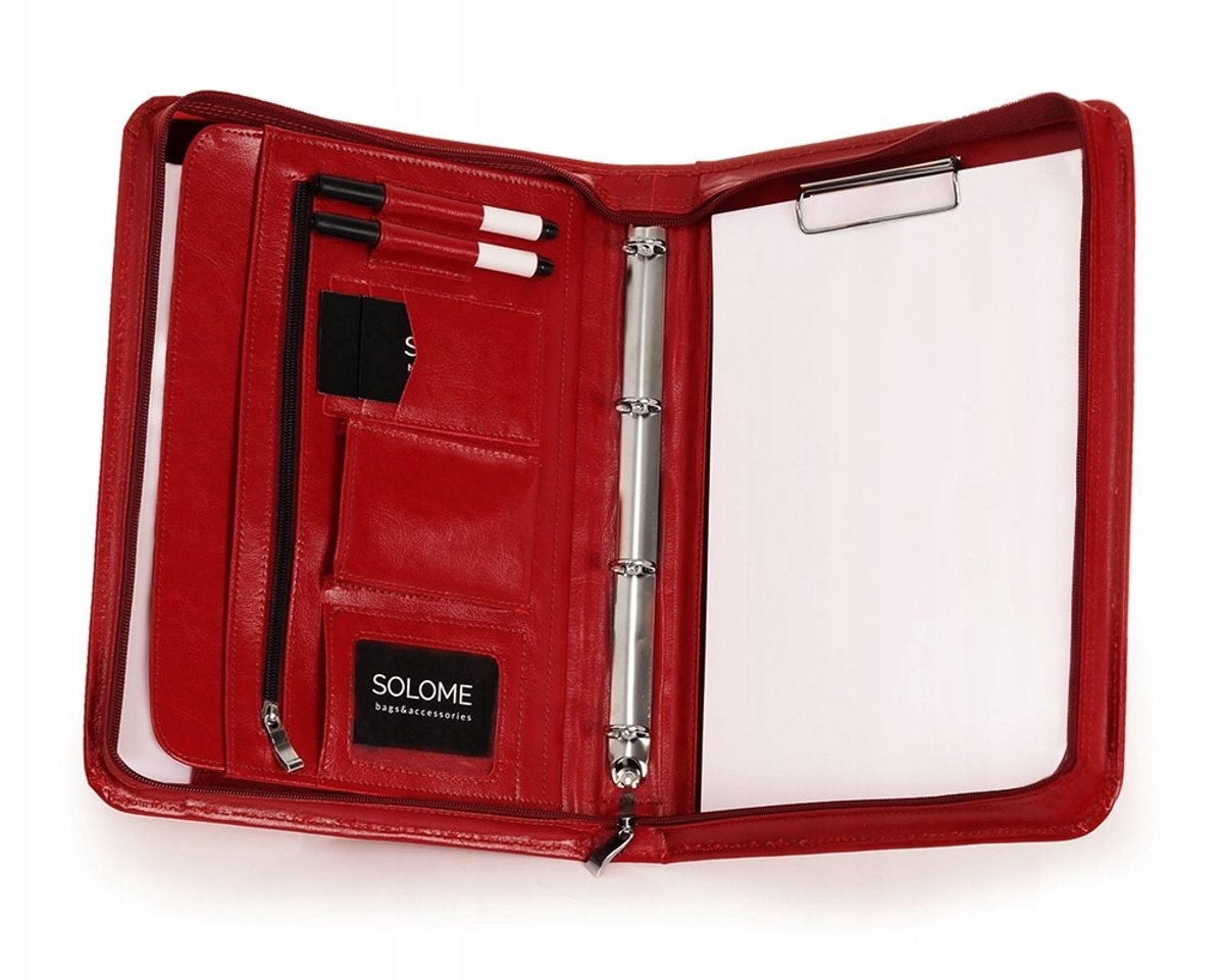 SOLOME Leren Aktetas Documenten A4 Organizer Rood