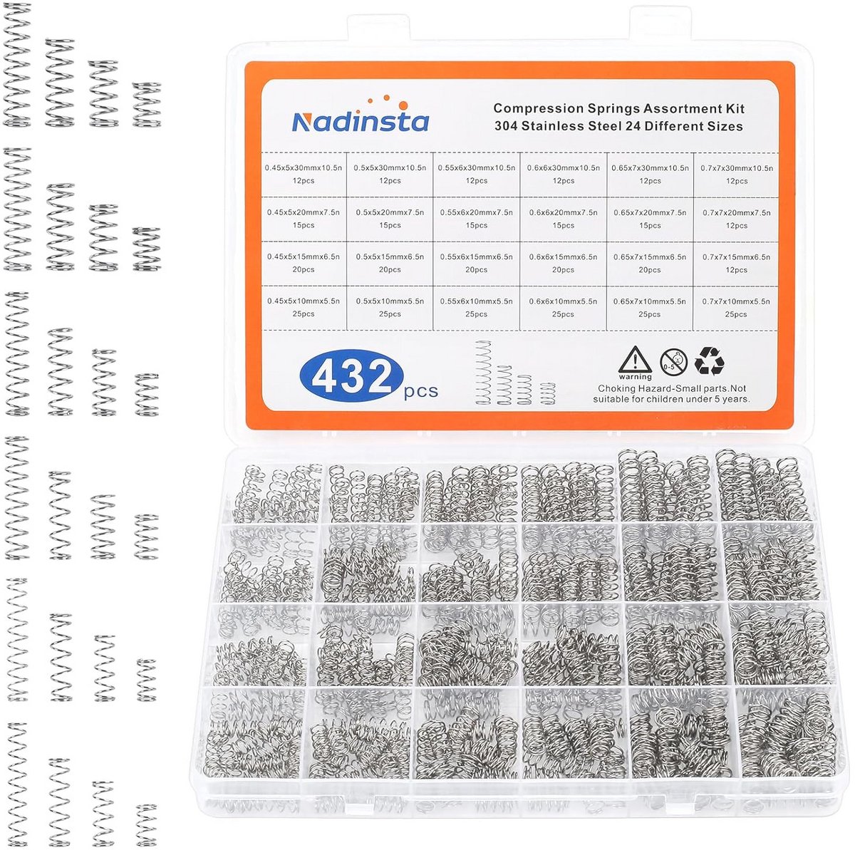 430-delige Mini Roestvrij Staal Compressie Verven Set - Assortiment van 24 Maten voor Huis Reparaties en DIY Projecten