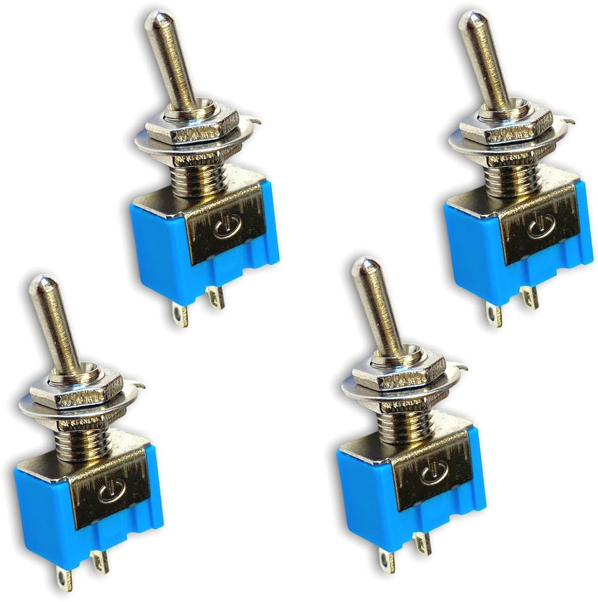 Mini Tuimelschakelaar - Aan Uit Schakelaar - Modelbouw Circuits - 2-Pins Ontwerp - 6 mm Boring - Blauw