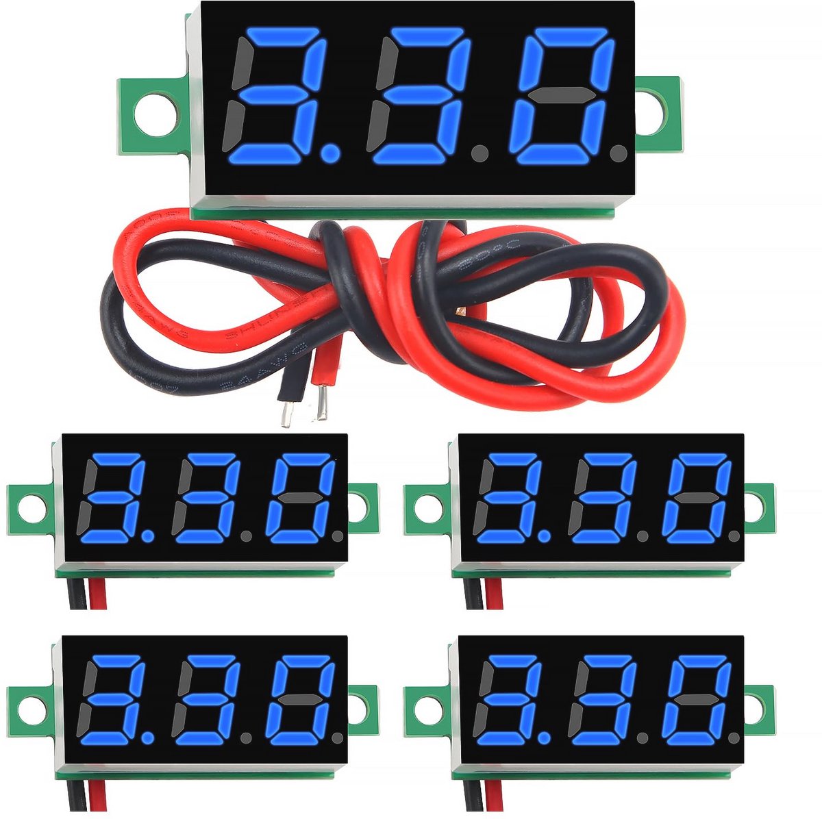 5 Stuks Mini Digitale Voltmeter 0.28 Inch - Nauwkeurige DC Metingen en Omgekeerde Polariteit Bescherming